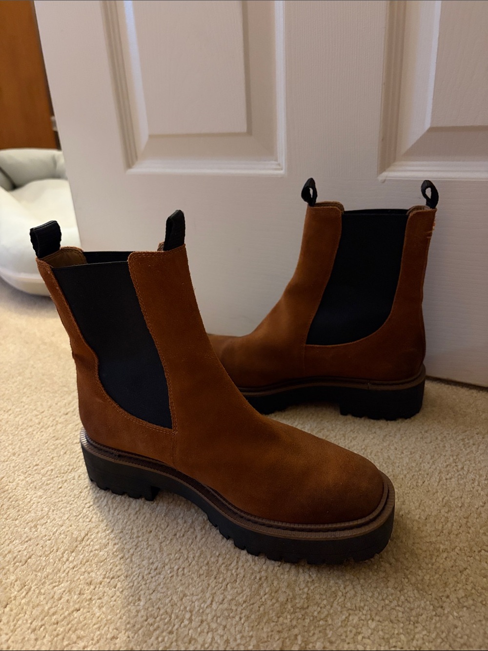 Sam Edelman Laguna Suede Chelsea Platform Ankle Boots - camel Brown